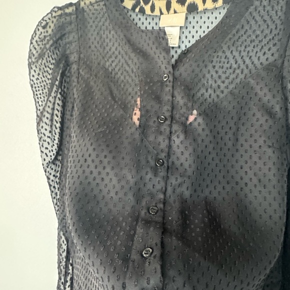 H&M Lace Polka Dot Sheer Top – Size 4, Puffed Sleeves - Picture 6 of 16
